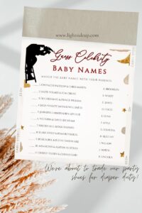 Guess Celebrity Baby Names : Printable Game